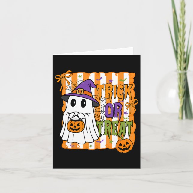 Bus eller godis Happy halloween Pumpkin Ghost Boy  Kort (Framsida)