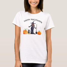 Bus eller godis Happy halloween Witch Cat Pumpkin T Shirt