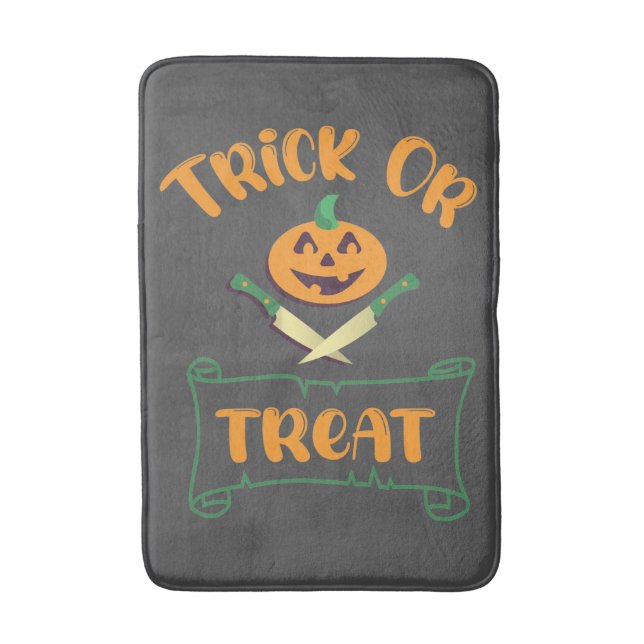Bus eller godis hårben Halloween pumpkin ansikte Badrumsmatta (Framsidan (Vertikal))