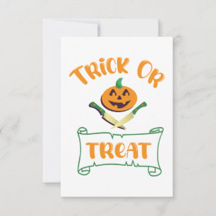 Bus eller godis hårben Halloween pumpkin ansikte OSA Kort