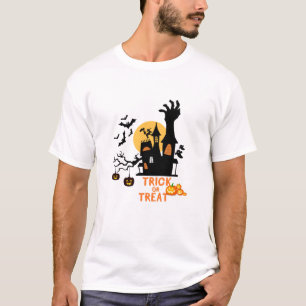 Bus eller godis Haunted House & Zombie Halloween T Shirt
