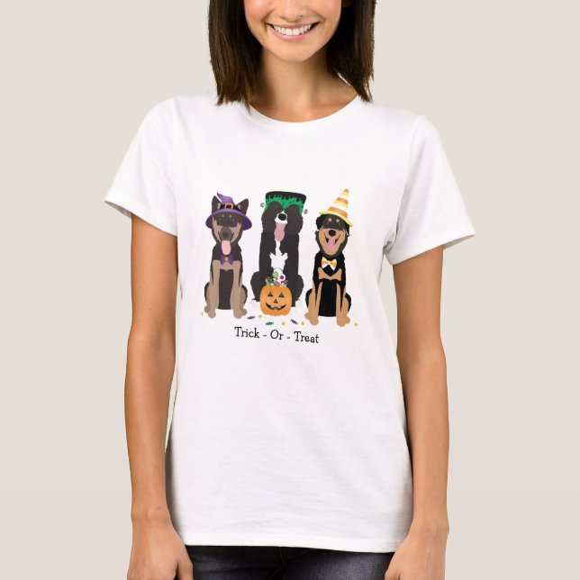 Bus eller godis Hundar i Halloween Costumes T Shirt (Framsida)