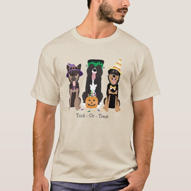 Bus eller godis Hundar i Halloween Costumes T Shirt (Framsida)