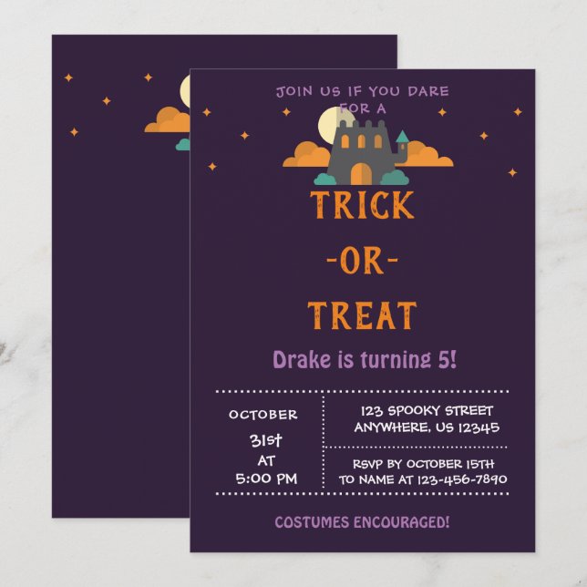 bus eller godis inbjudningar (Fram/baksida)