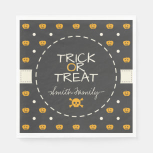 Bus eller godis. Jack o lantern White Polka dots Pappersservett