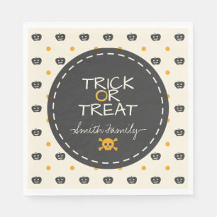 Bus eller godis. Jack o lantern White Polka dots Pappersservett