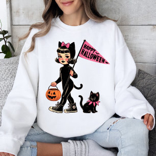 Bus eller godis Kattunge Design Vintage Halloween T Shirt