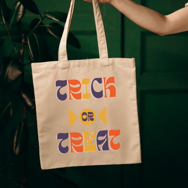 Bus eller godis Kids Halloween Candy Tote Bag Tygkasse (Skapare uppladdad)