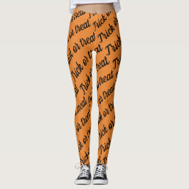 bus eller godis kursivt mönster för Halloween Leggings