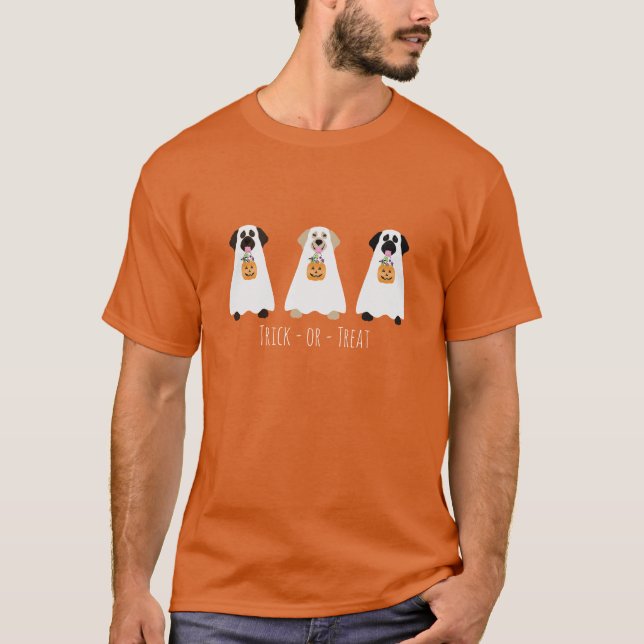 Bus eller godis Labrador Retriever Ghost Hundar T Shirt (Framsida)