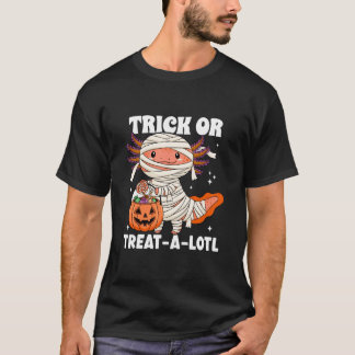 Bus eller godis Lotl Kawaii Axolotl Mummy Hallowee T Shirt