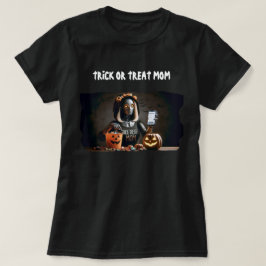 Bus eller godis Mamma AI Robot med Pumpkin & Treat T Shirt