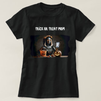 Bus eller godis Mamma AI Robot med Pumpkin & Treat T Shirt