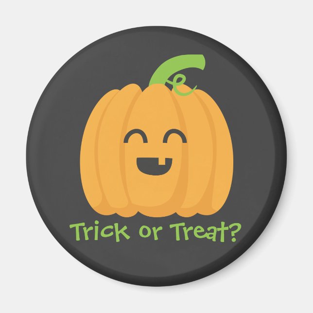Bus eller godis med Cute Pumpkin för Halloween Magnet (Framsidan)