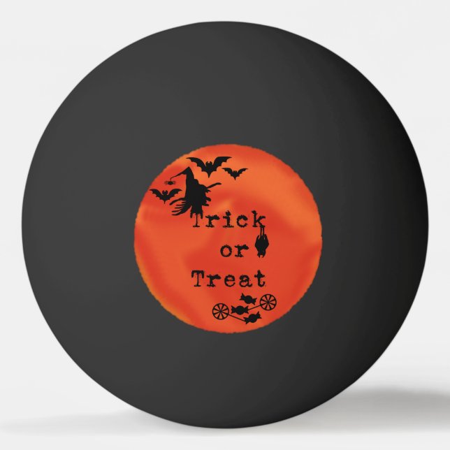 Bus eller godis med häxan & fladdermöss på den pingisboll (Framsidan)