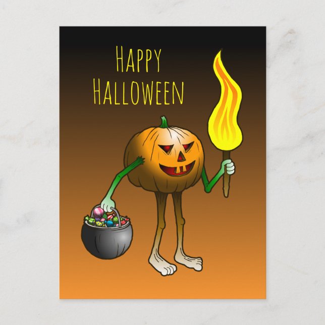 Bus eller godis med Jack O'lantern Vykort (Framsida)