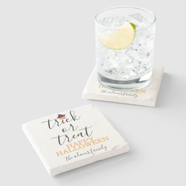 Bus eller godis Modern skript Halloween Stenunderlägg (Sidan)