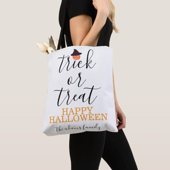 Bus eller godis Modern skript Halloween Tygkasse (Närbild)