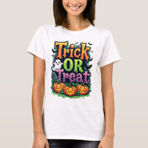 Bus eller godis Modern skript Womens Halloween T Shirt