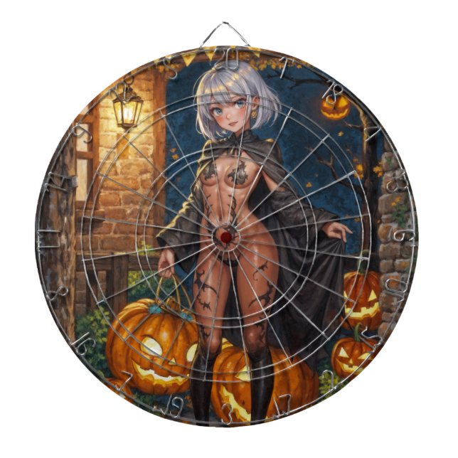 Bus eller Godis, Modig Halloween-kostym-flicka Darttavla (Framsidan)