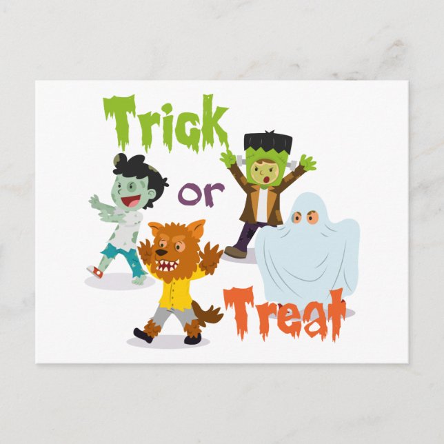 bus eller godis Monster Costume Kids Vykort (Framsida)