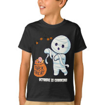 Bus eller godis Mummy Halloween Roligt Kids shirt
