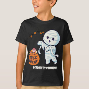 Bus eller godis Mummy Halloween Roligt Kids shirt T