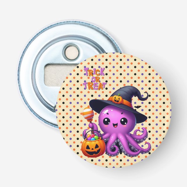 Bus eller godis Octopus Halloween Flasköppnare (Framsidan)