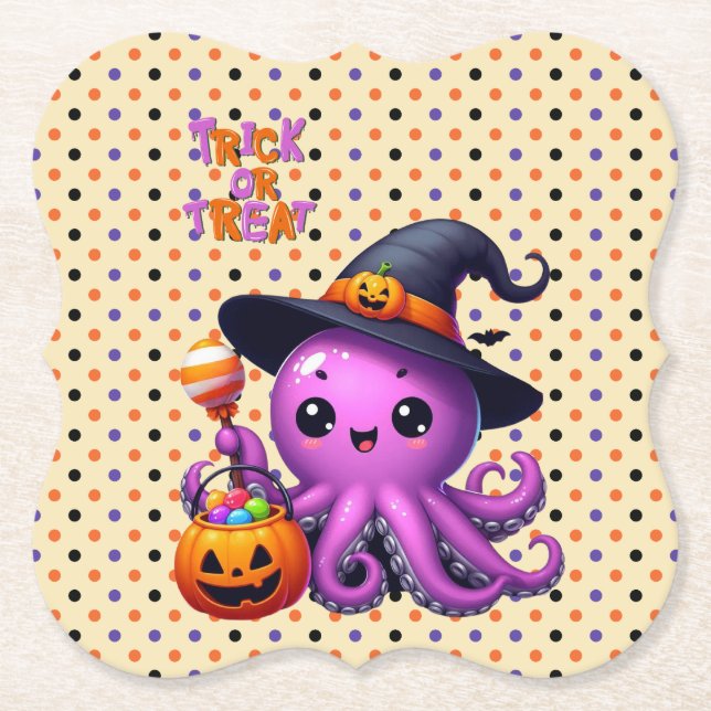 Bus eller godis Octopus Halloween Underlägg Papper (Framsida)