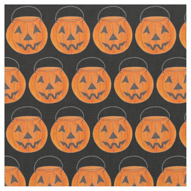 Bus eller godis Orange Halloween Pumpkin Buies Tyg (Närbild)