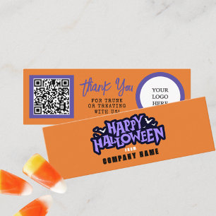 Bus eller godis Orange Happy halloween Tack Mini Visitkort