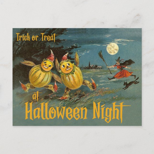 Bus eller godis på Halloween-natten Vykort (Framsida)