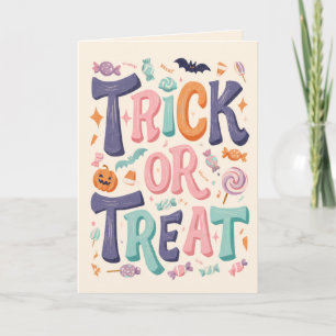 Bus eller godis Pastel Halloween Kort