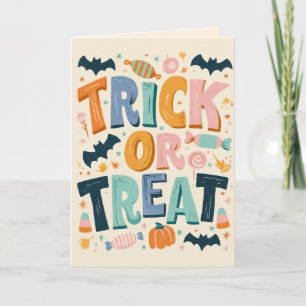 Bus eller godis Pastel Halloween Kort