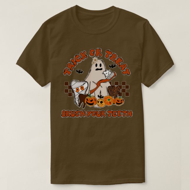 Bus eller godis pensel din tjugontandtandhalloween t shirt (Design framsida)