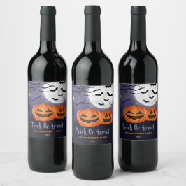 Bus eller godis Personlig Namn Halloween fest Vinflaska Etikett