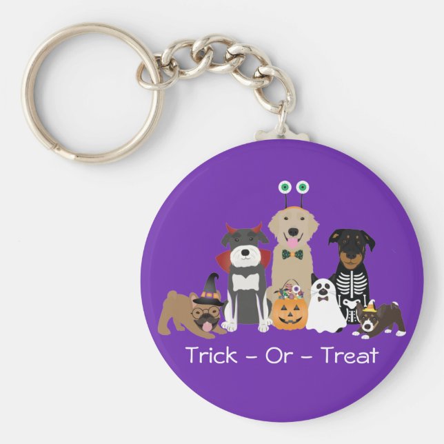 Bus eller godis Pets Halloween Costumes Nyckelring (Framsidan)