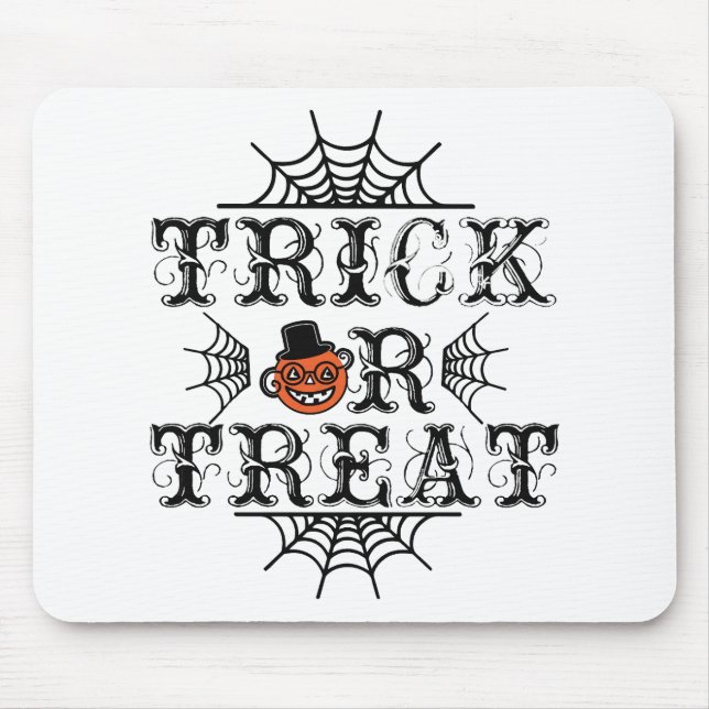 Bus eller godis Pumpa Spindlar Glad Halloween  Musmatta (Framsidan)
