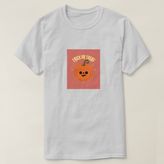 Bus eller godis pumpkin för Halloween T Shirt (Design framsida)