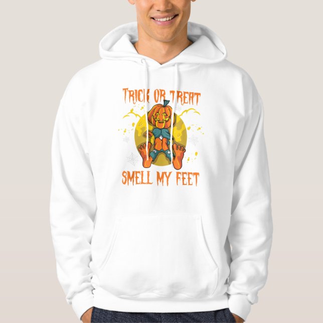 Bus eller godis Pumpkin Gift Funny Halloween Hoodie (Framsida)