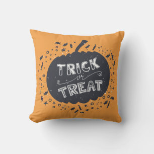 Bus eller godis Pumpkin Halloween Dekorativ kudde