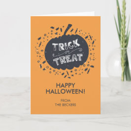 Bus eller godis Pumpkin Halloween-hälsningskort Kort