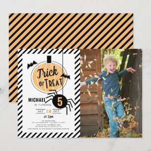 Bus eller godis Pumpkin Halloween Photo Birthday Inbjudningar