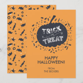 Bus eller godis Pumpkin Happy halloween-kort Inbjudningar