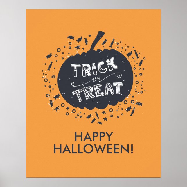 Bus eller godis Pumpkin Happy halloween Poster (Framsidan)