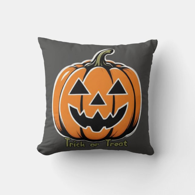 Bus eller godis-Pumpkin Kudde (Framsida)