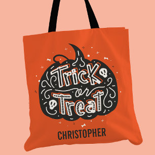 Bus eller godis Pumpkin Personlig Halloween Tygkasse