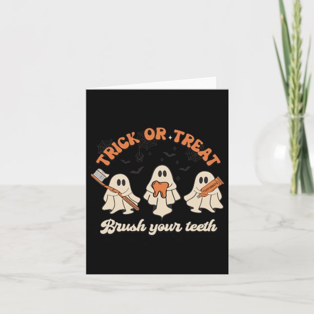 Bus eller godis: Push din tjugona Halloween Dental Kort (Framsida)