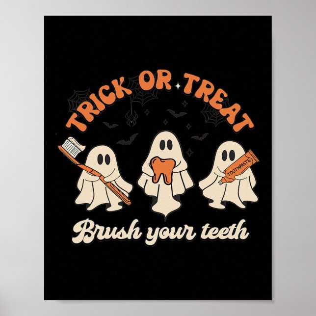 Bus eller godis: Push din tjugona Halloween Dental Poster (Framsidan)
