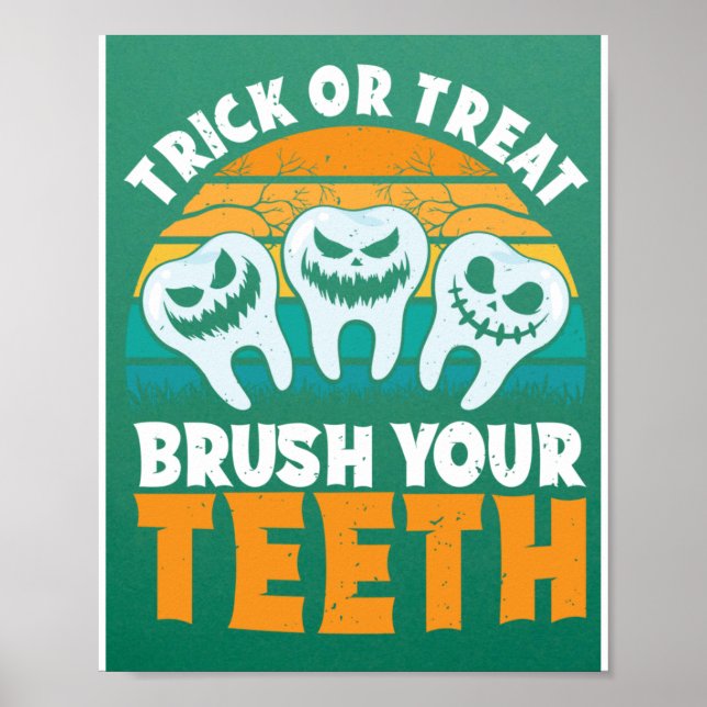 Bus eller godis: Push your Teeth Dentist Pun Hallo Poster (Framsidan)